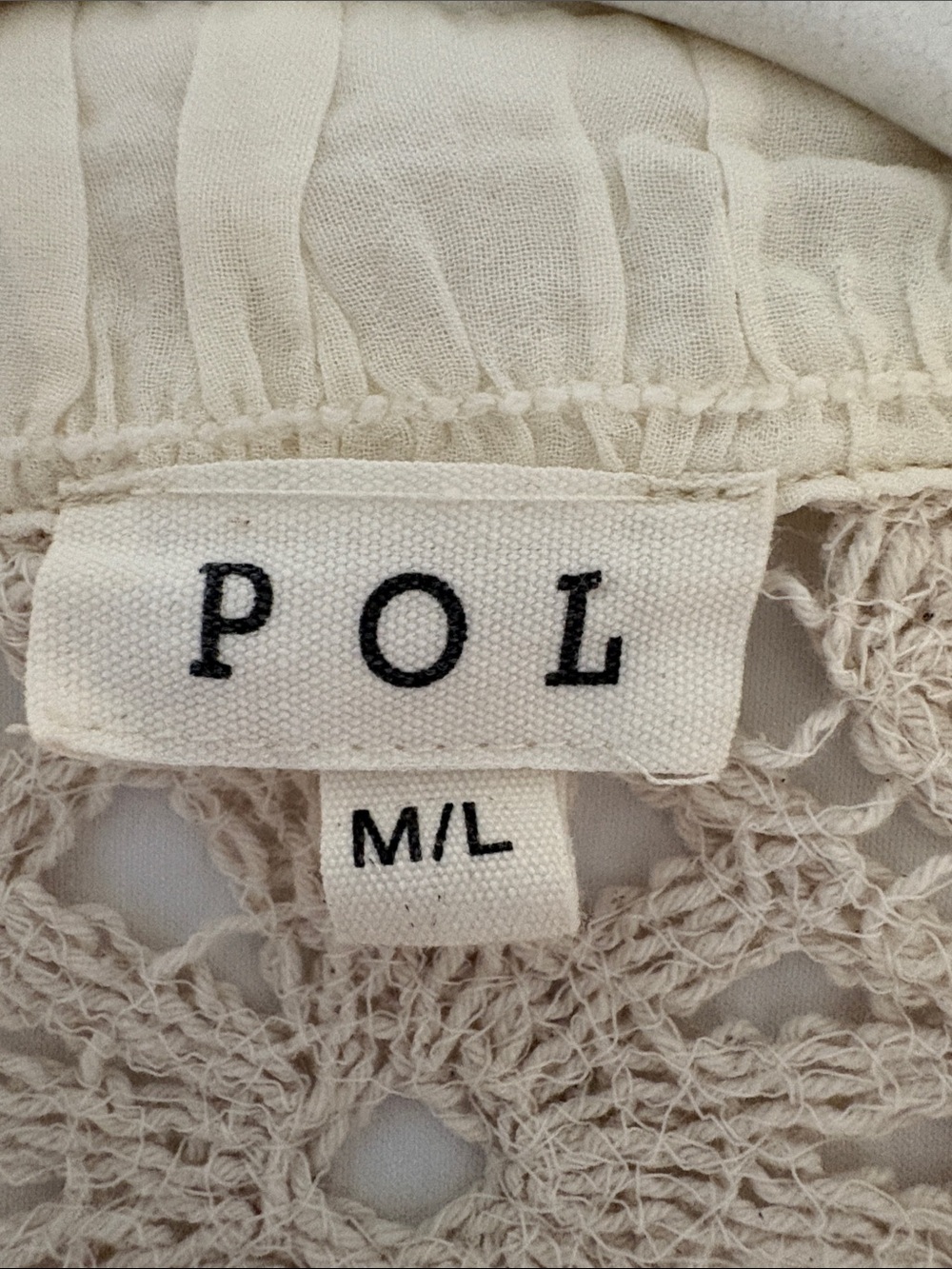 POL cream/ivory crochet and crinkle woven fabric duster - Picture 2 of 10